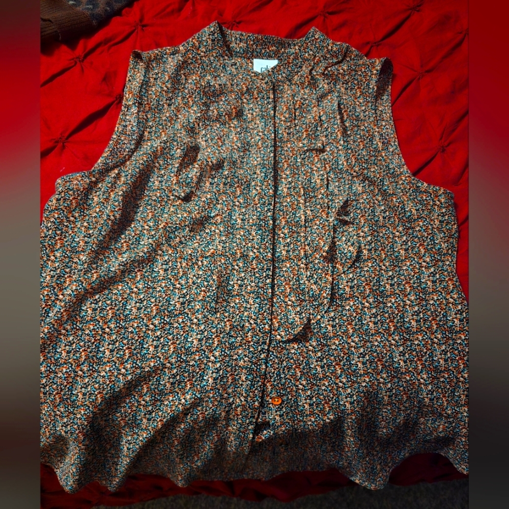 CAbi Multicolor Floral Button-Up Blouse
